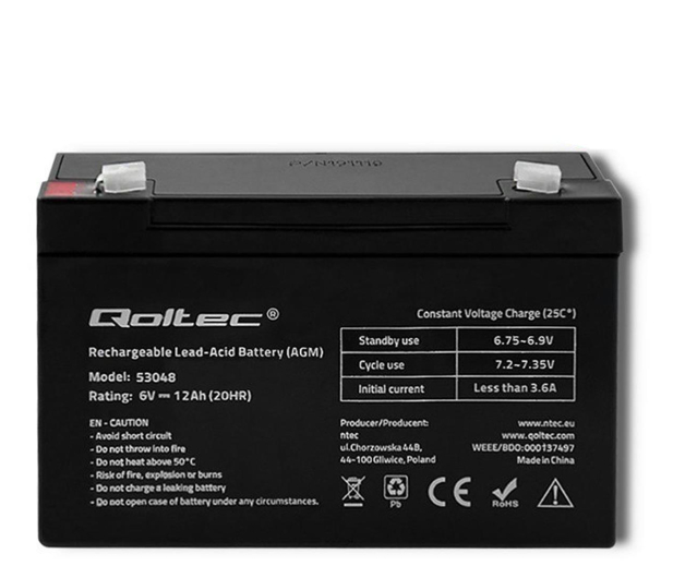 Qoltec Akumulator AGM 6V 12Ah max. 108A - 1257481 - zdjęcie